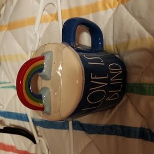 Rae dunn Love is Blind mug with topper